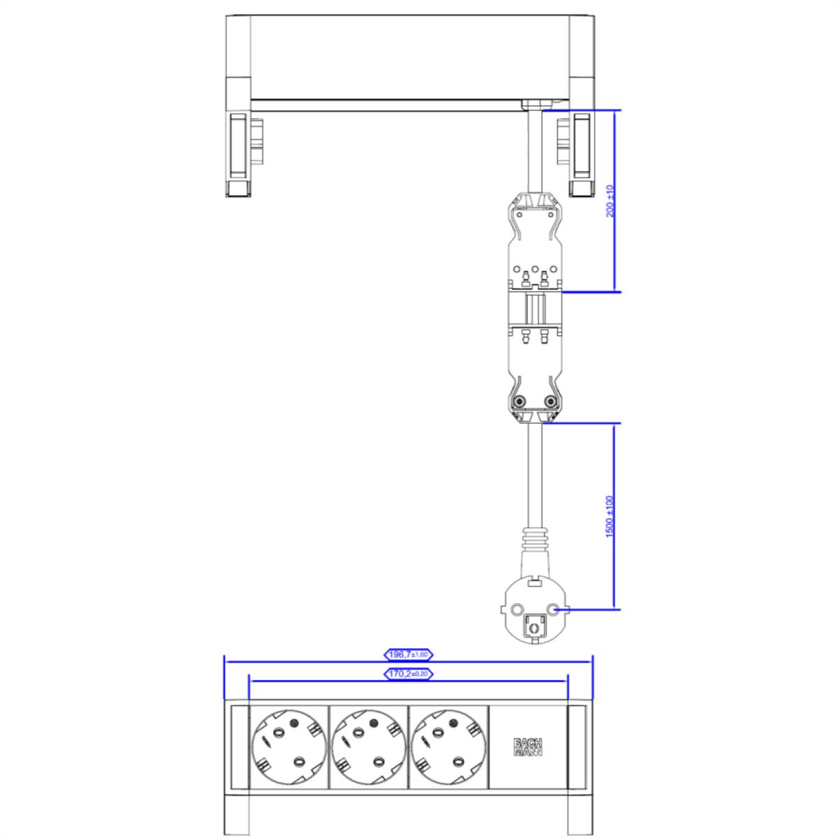 BACHMANN DESK2 3xCEE7/3 Stroom 0,2m