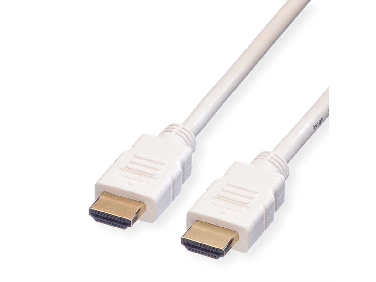 ROLINE HDMI High Speed Cable + Ethernet, M/M, white, 2 m