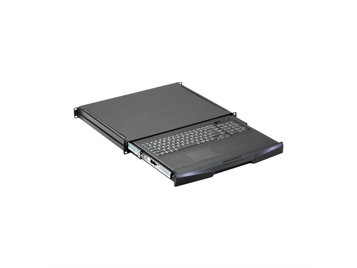 KEYBOARD DRAWER 1U UK RAL9005 EXT SLIDE