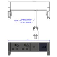 BACHMANN DESK2 2xUK 1xUSB C 30W, 0,2m GST18 INOX Verenigd Koninkrijk