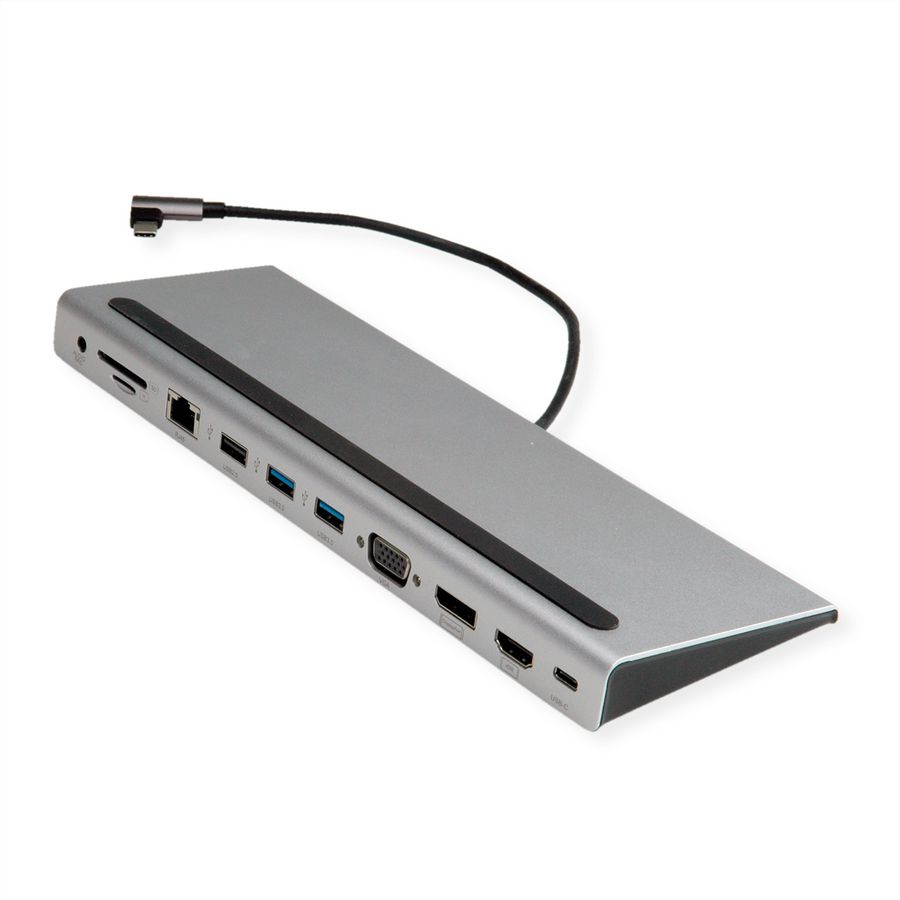 VALUE USB-C Multiport Docking Station, 4K HDMI/DP, VGA, USB, Kaartlezer, PD, LAN, Audio
