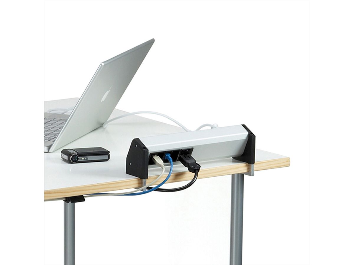 BACHMANN Desk 3x geaard stopcontact, 2xCAT6, 1xUSB 3.0