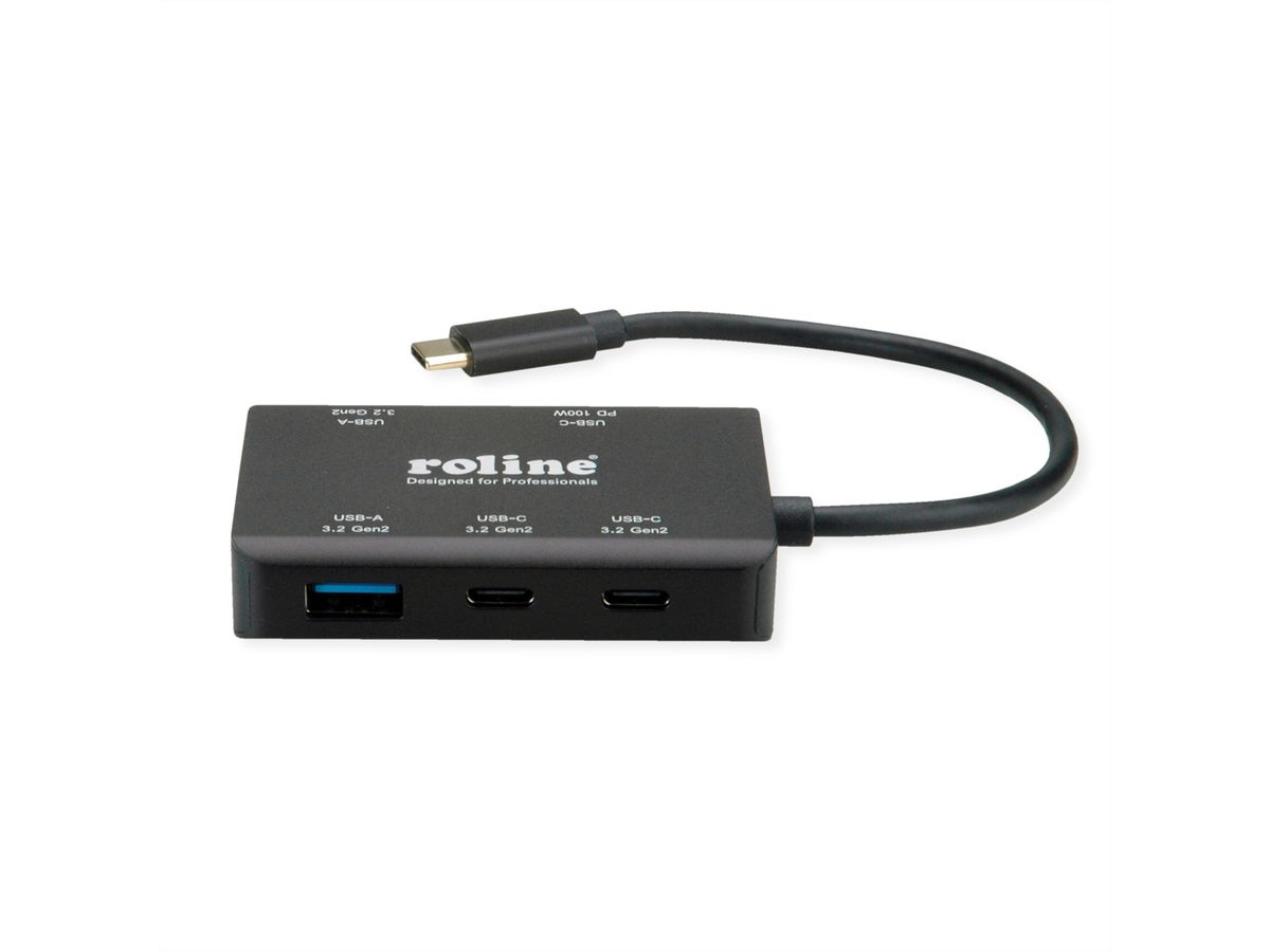 ROLINE USB 3.2 Gen 2 Hub, 4-voudig (2x USB-A + 2x USB-C), PD, type C-aansluitkabel