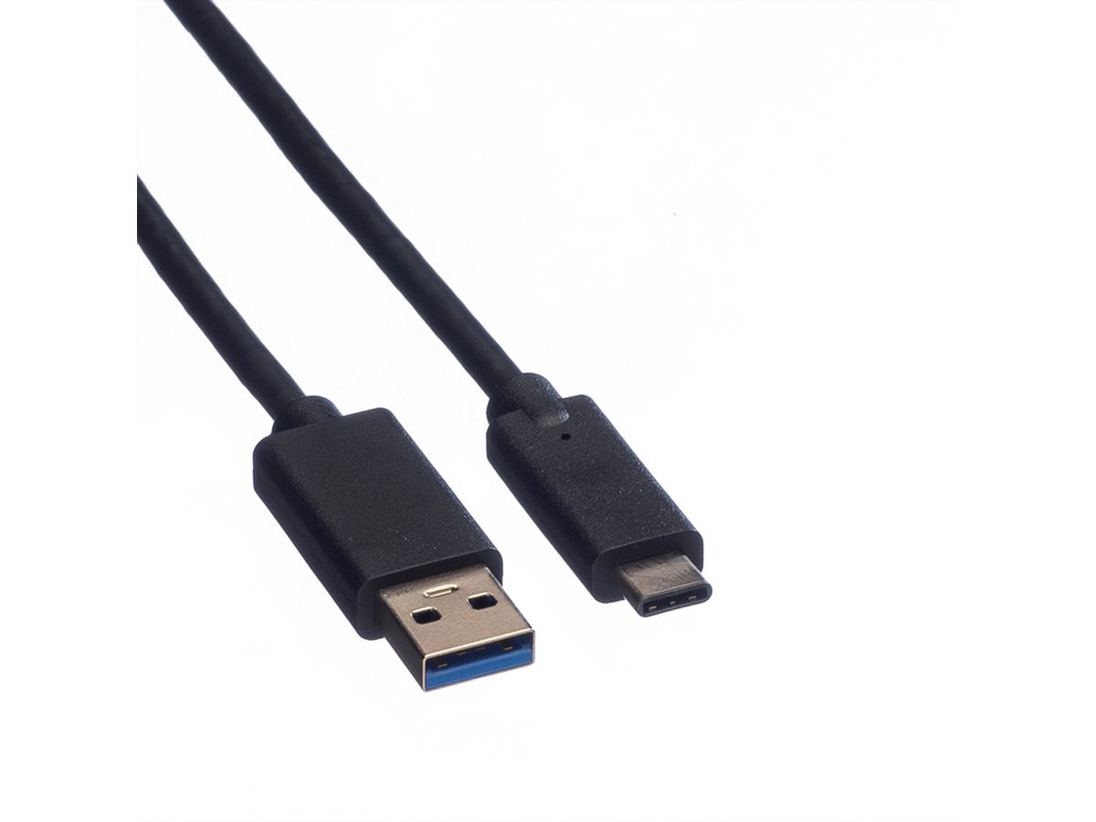 ROLINE GREEN USB 3.2 Gen 1 kabel, A-C, M/M, zwart, 1 m