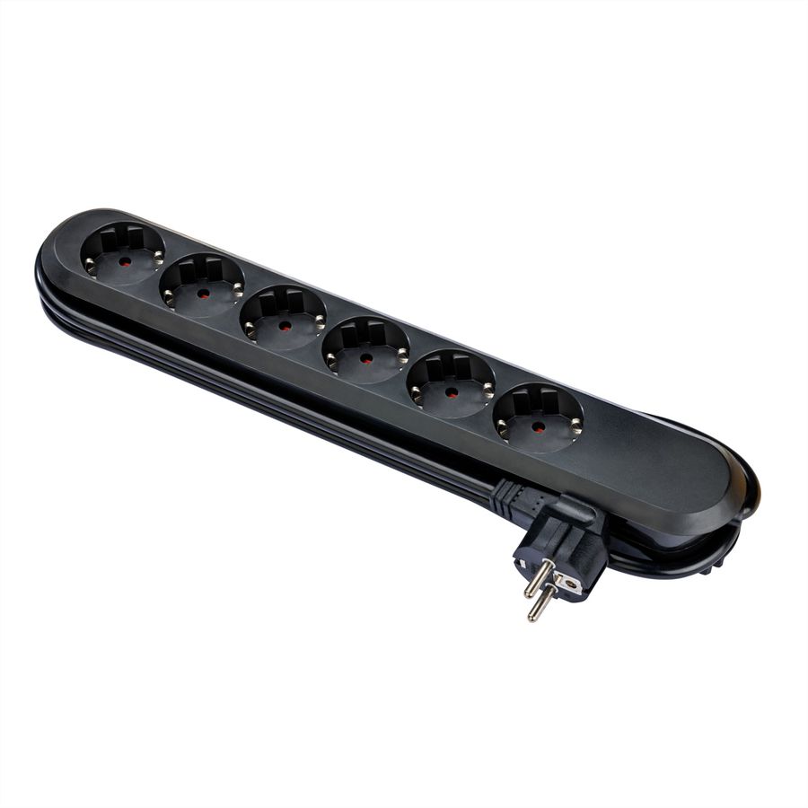 BACHMANN SMART multiple socket outlet 6x earthing contact, black, 3 m