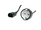 VALUE stroomkabel, C14 connector naar CEE7/3 female, max 10A (2300W), for UPS only, zwart, 0,3 m