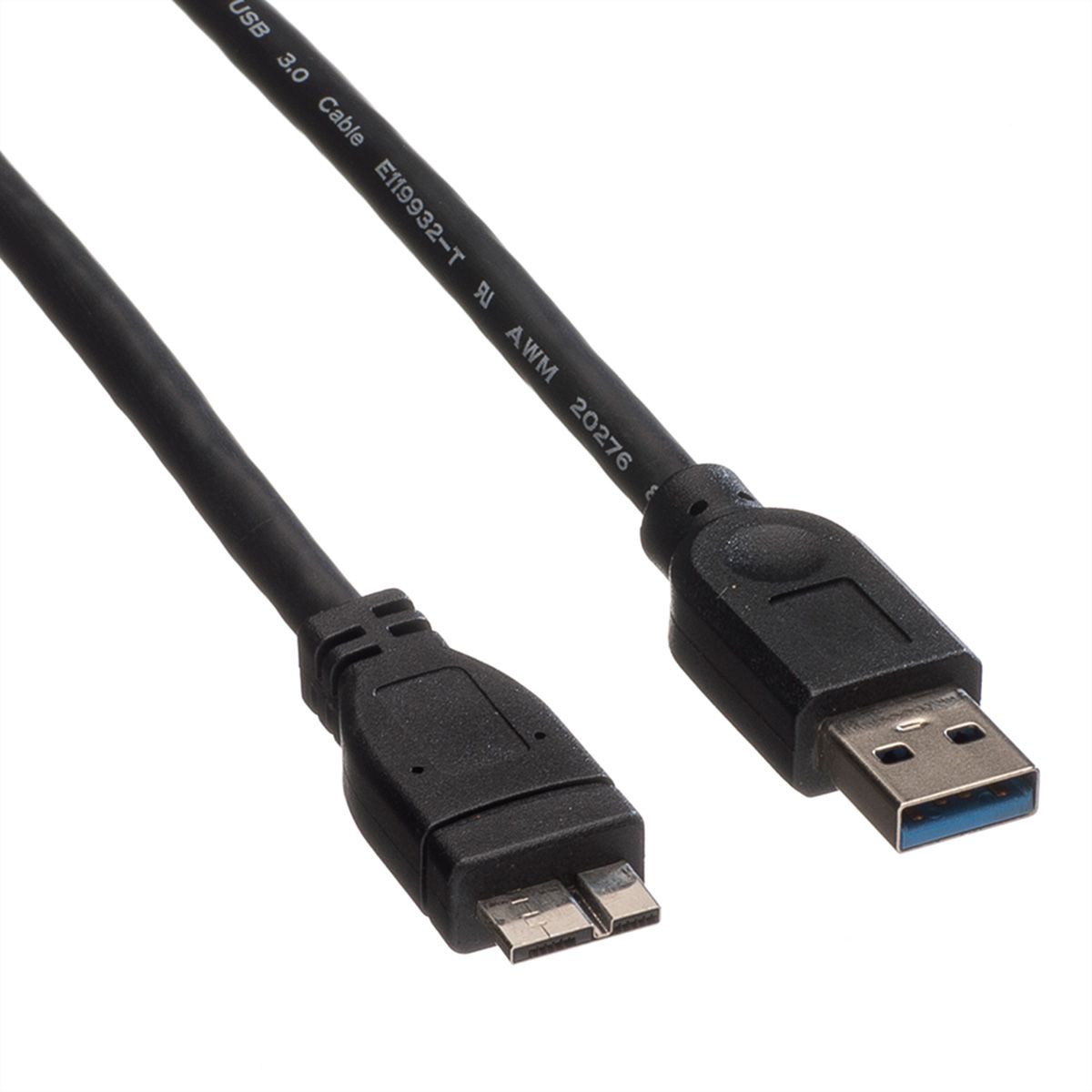 ROLINE USB 3.2 Gen 1 kabel, type A M - Micro A M, zwart, 0,8 m