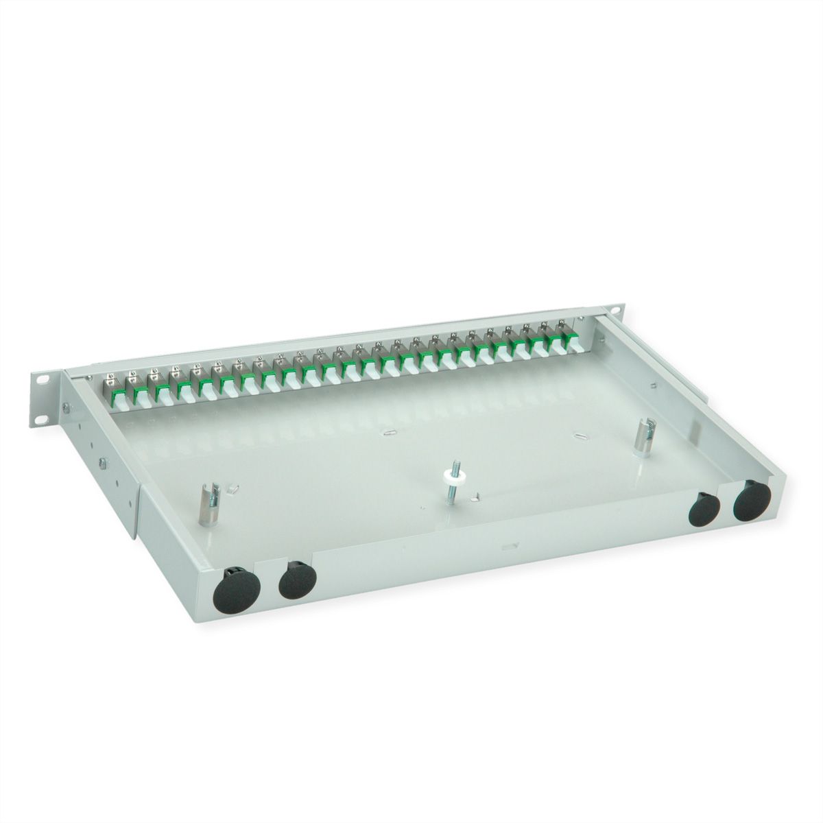TELEGÄRTNER BASIS V LWL-Panel mit Kupplungen, 24x E2000, grün, OS2 APC