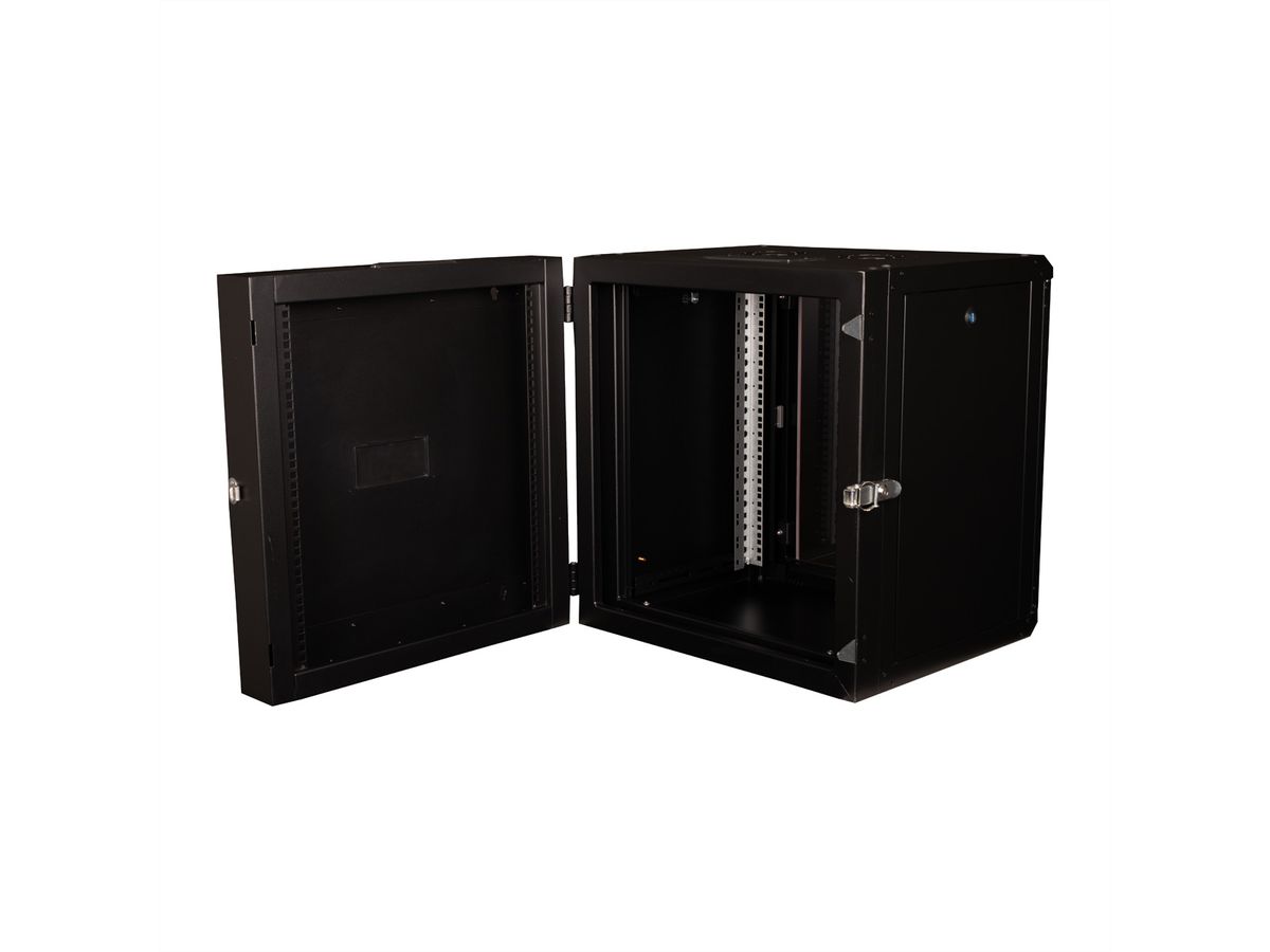 ROLINE 19-inch wandbehuizing Pro 12 U , 600x600 BxD tweedelig draaibaar zwart