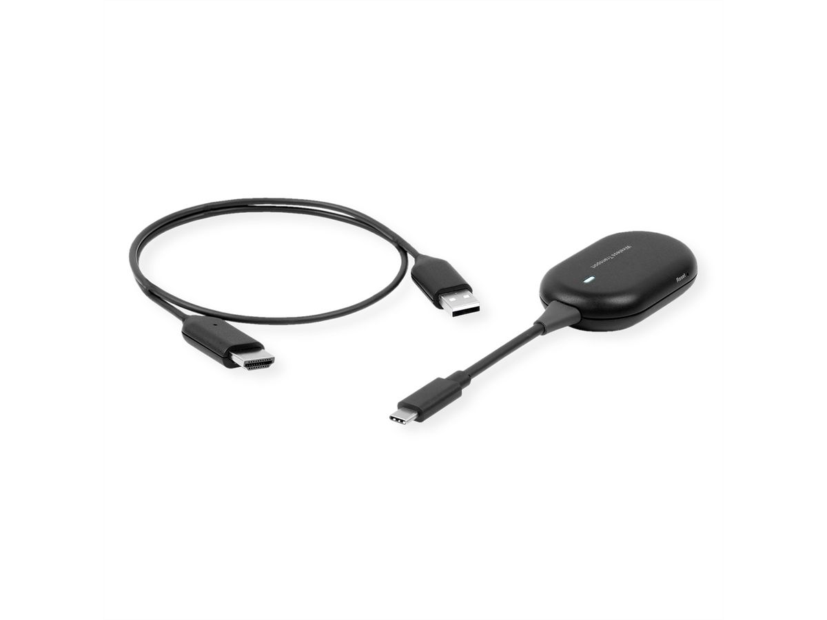 ROLINE Drahtloses P2P-Anzeige-Dongle-Set, Tx+Rx, HDMI, 1080p, 20 m