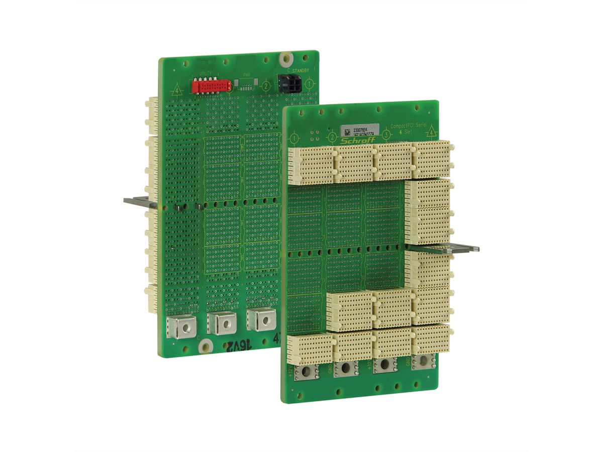 SCHROFF CPCI seriële backplane, 3 HE, 4 sleuven, systeemsleuf rechts, full-mesh, zonder RIO