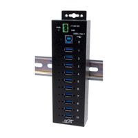 EXSYS EX-1510HMVS 10 Port USB 3.2 Gen1 Managed Metall HUB mit 15KV ESD Überspannungs-Schutz Din-Rail