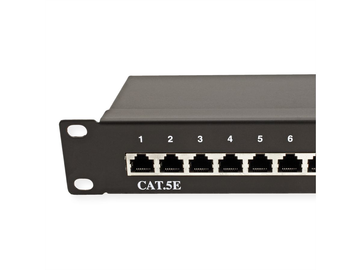 VALUE Cat.5e (Class D) 19"-Patchpanel, 24P, afgeschermd, zwart