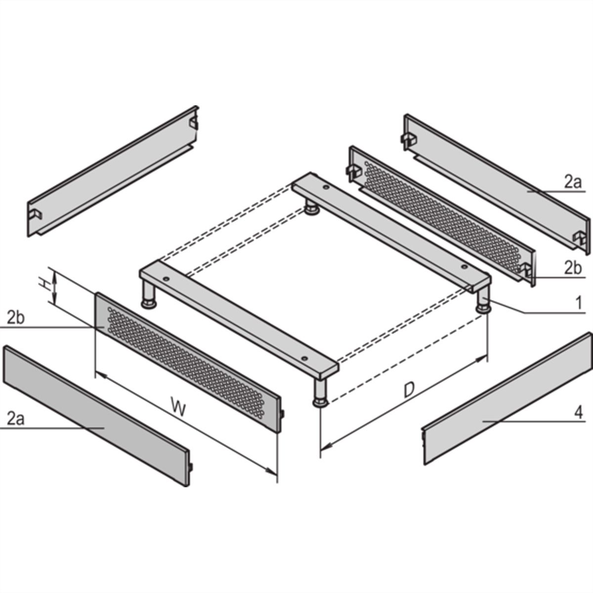 SCHROFF Varistar Base/Plinth Sides, Plain, 1000D