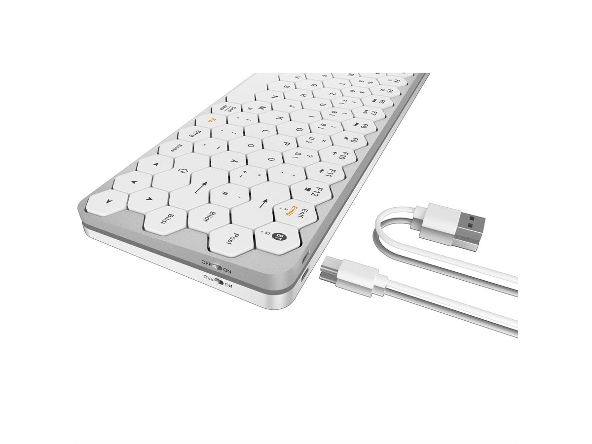 KeySonic KSK-5020BT-S Mini Tastatur mit wabenförmigen Tasten