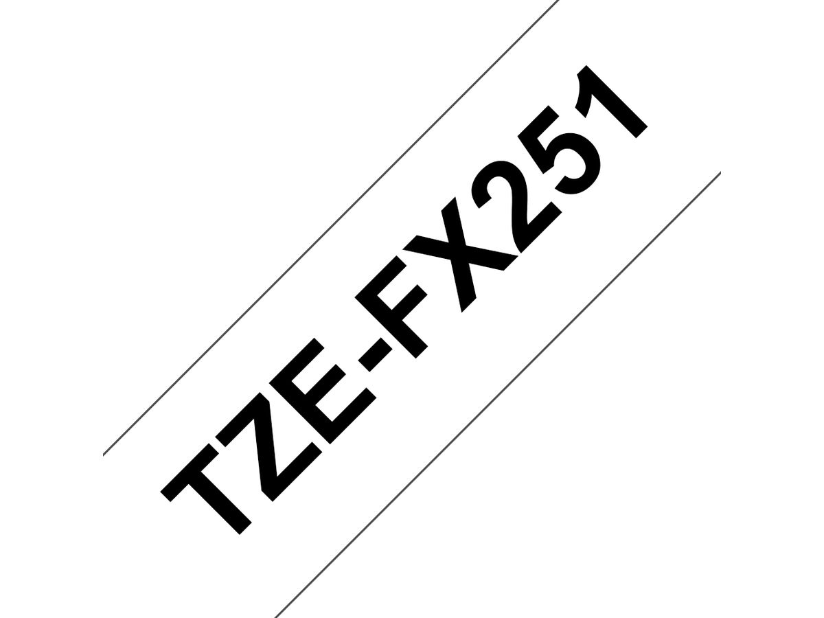 Brother TZE-FX251 labelprinter-tape Zwart op wit