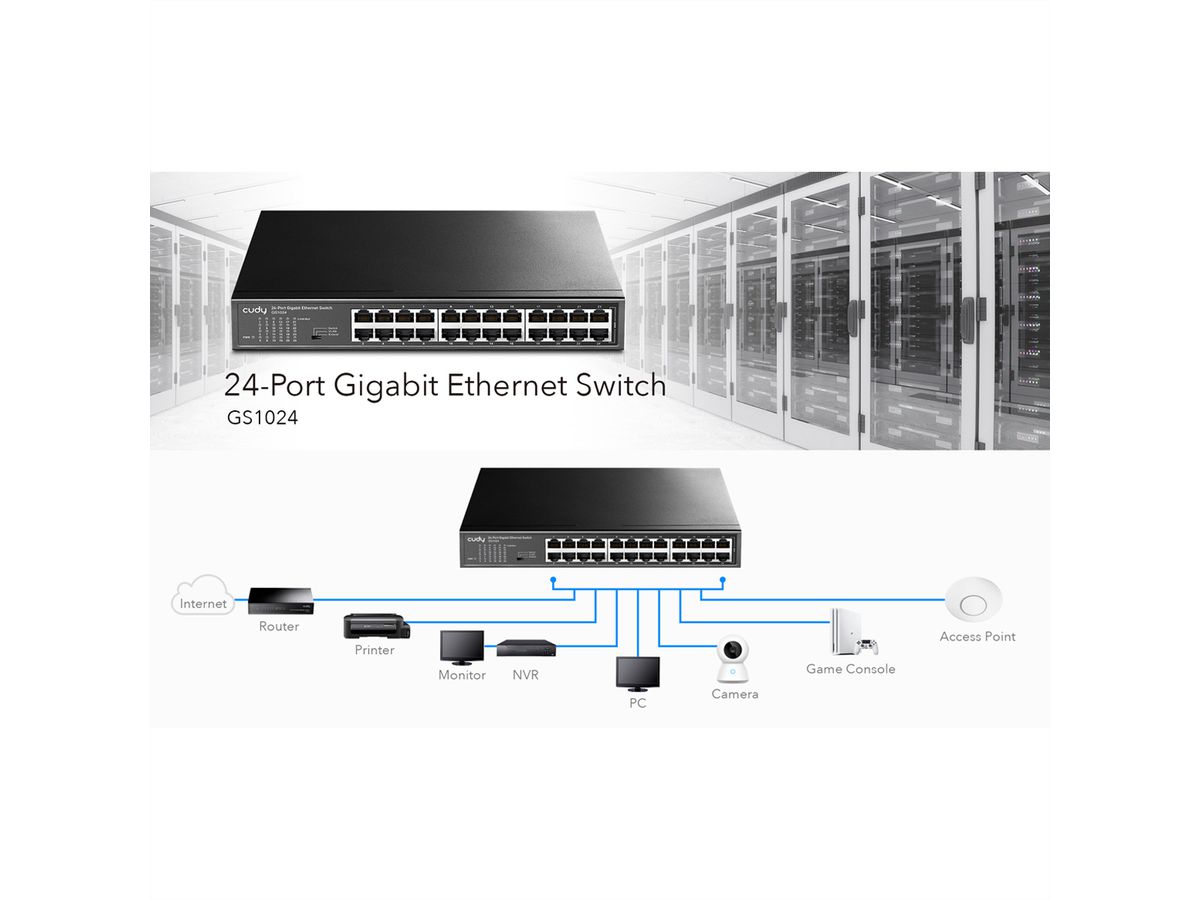 CUDY GS1024 24-Port Gigabit Metall Switch