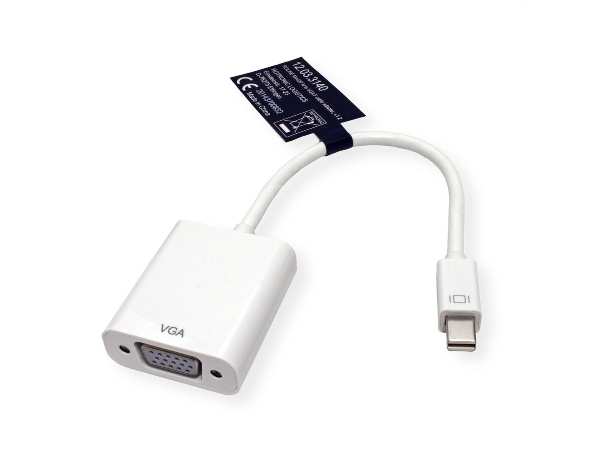 ROLINE Mini DisplayPort-VGA Adapter, v1.2, Mini DP M - VGA F, white