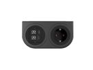 BACHMANN PIX HOLDER DOUBLE, 1x CEE7/3, 1x USB A/C, CEE7/7, schwarz, 2 m