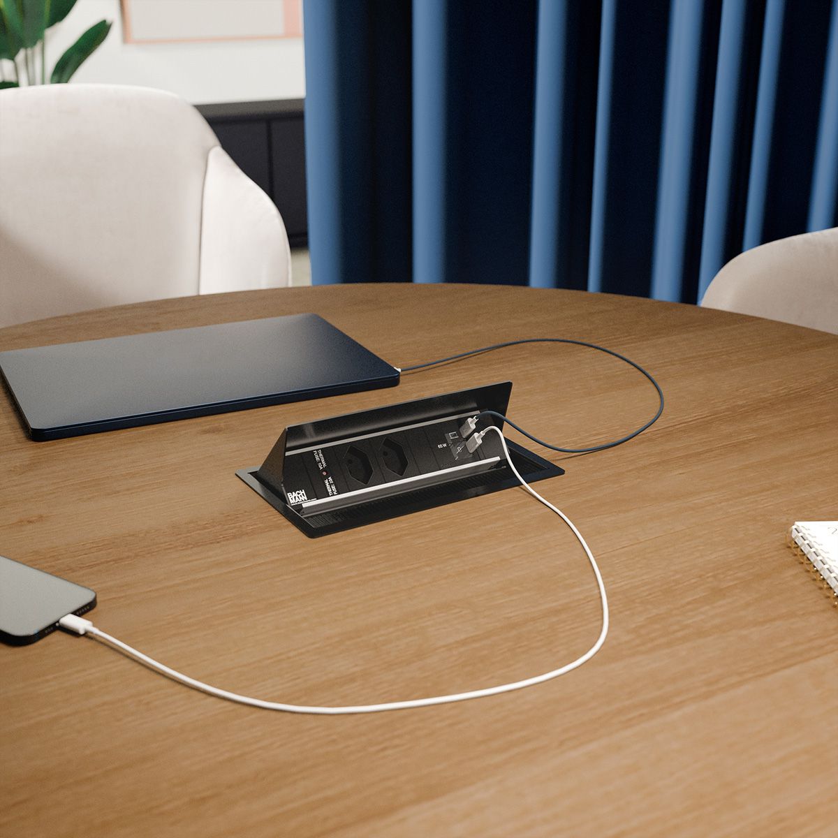 BACHMANN CONI S 2xCH 0° 1xUSB C/C 65W, L=0.2m