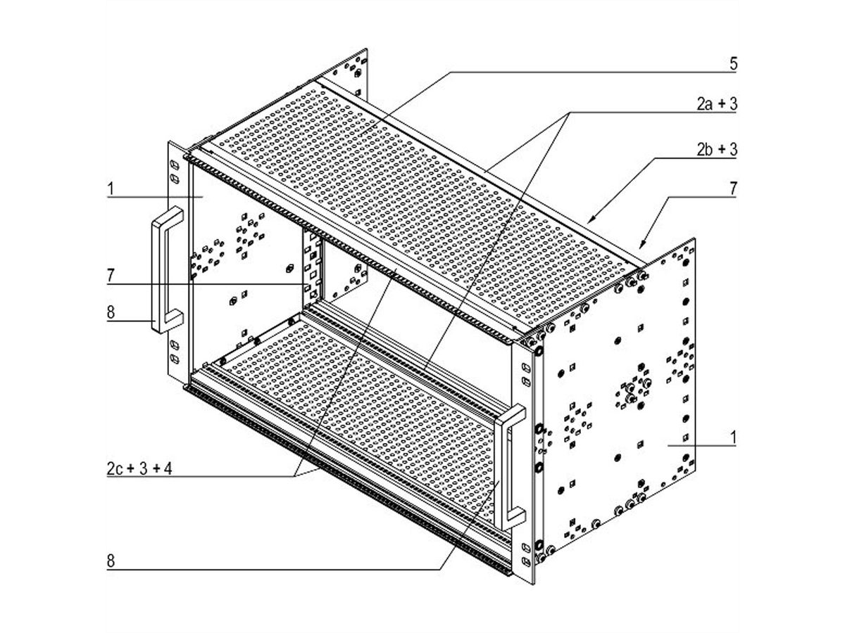 SCHROFF EuropacPRO 19" moduledrager voor rail, afgeschermd, EN 50155, CompactPCI, 6 HE, 84 PK, 235 mm