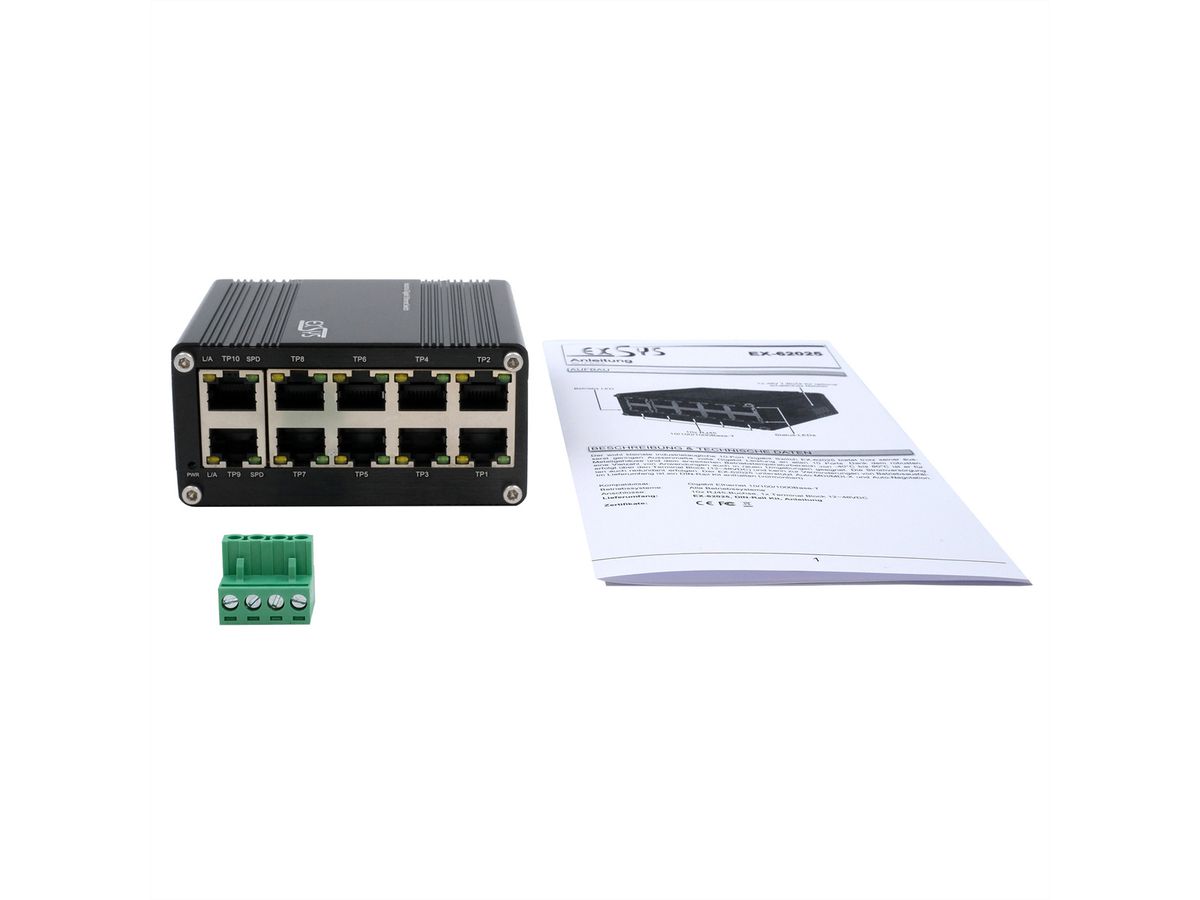 EXSYS EX-62025 10-poorts Industriële Ethernet Switch