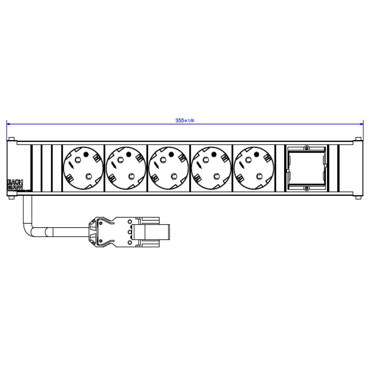 BACHMANN CONI Groot 5x geaard stopcontact 1x ABD