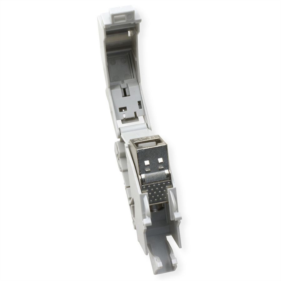 ROLINE Keystone Holder, with Cat.6A Keystone, shielded, DIN-Rail, 45°