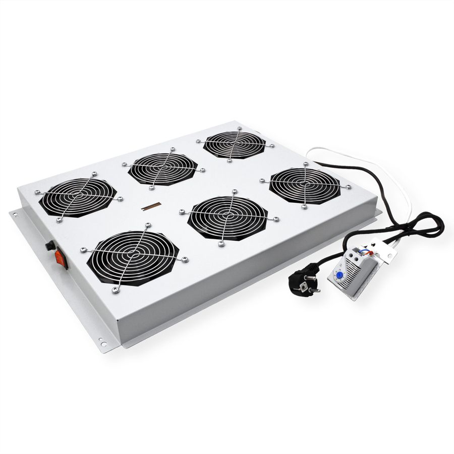 ROLINE 19-inch dakventilatorunit 6 ventilatoren, Thermostaat grijs