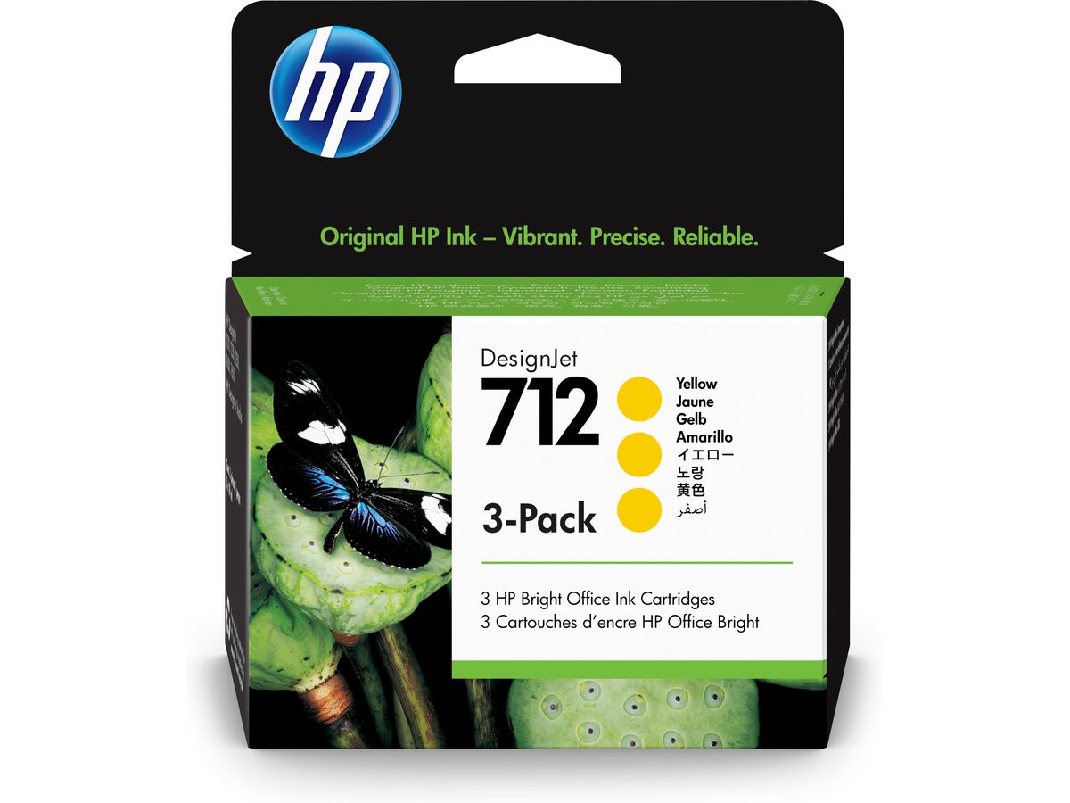 HP 712 29 ml inktcartridge voor DesignJet, geel, 3-pack