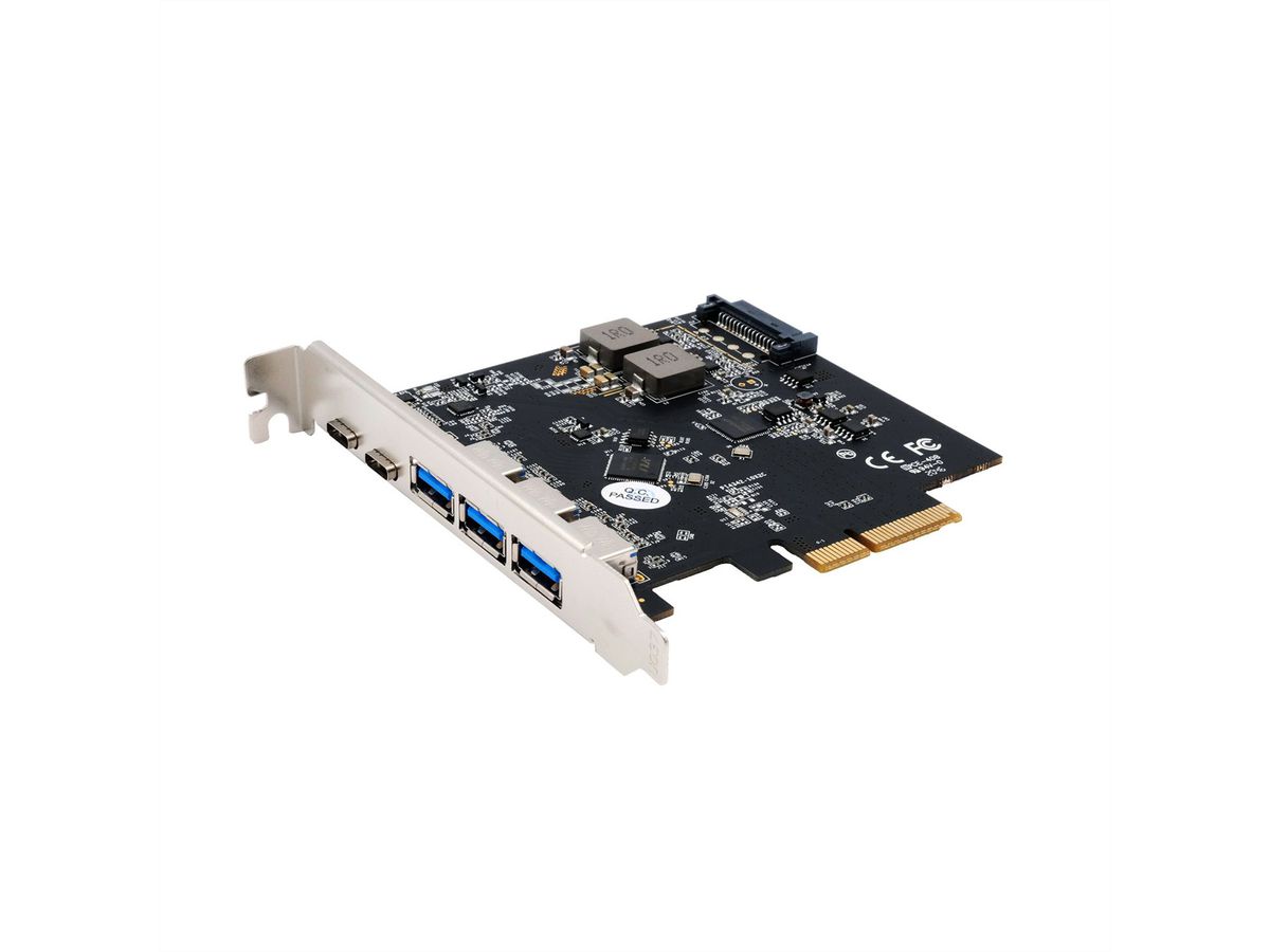 EXSYS EX-12006 5-poorts USB 3.2 Gen2 PCIe kaart 3x USB-A en 2x USB-C