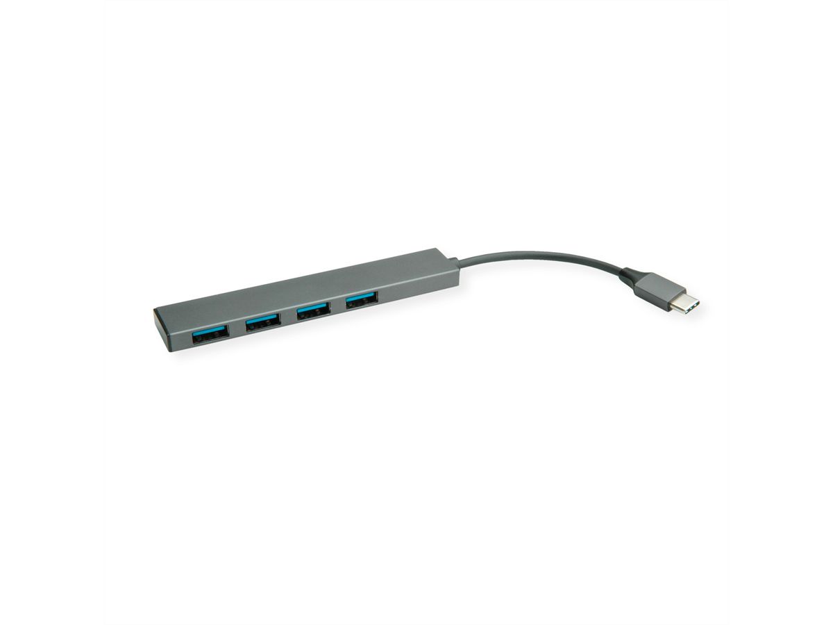 ROLINE USB 3.2 Gen 1 hub, 4-poorts, type C aansluitkabel