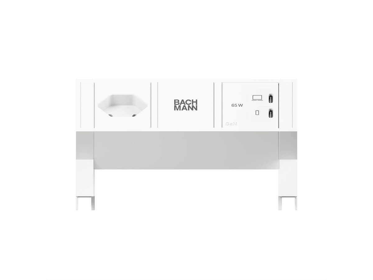 BACHMANN DESK2 white 1xCH 90°, 1x USB C/C 65W L=0.2m RAL9010