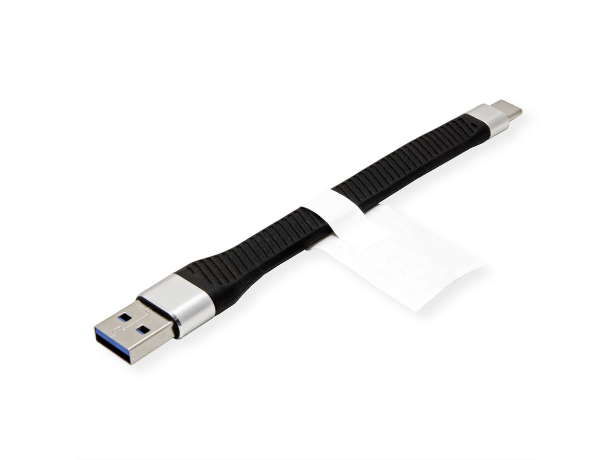 ROLINE USB 3.2 Gen 2 siliconenkabel, Emark, C-A, M/M, 10Gbit/s, zwart, 11 cm