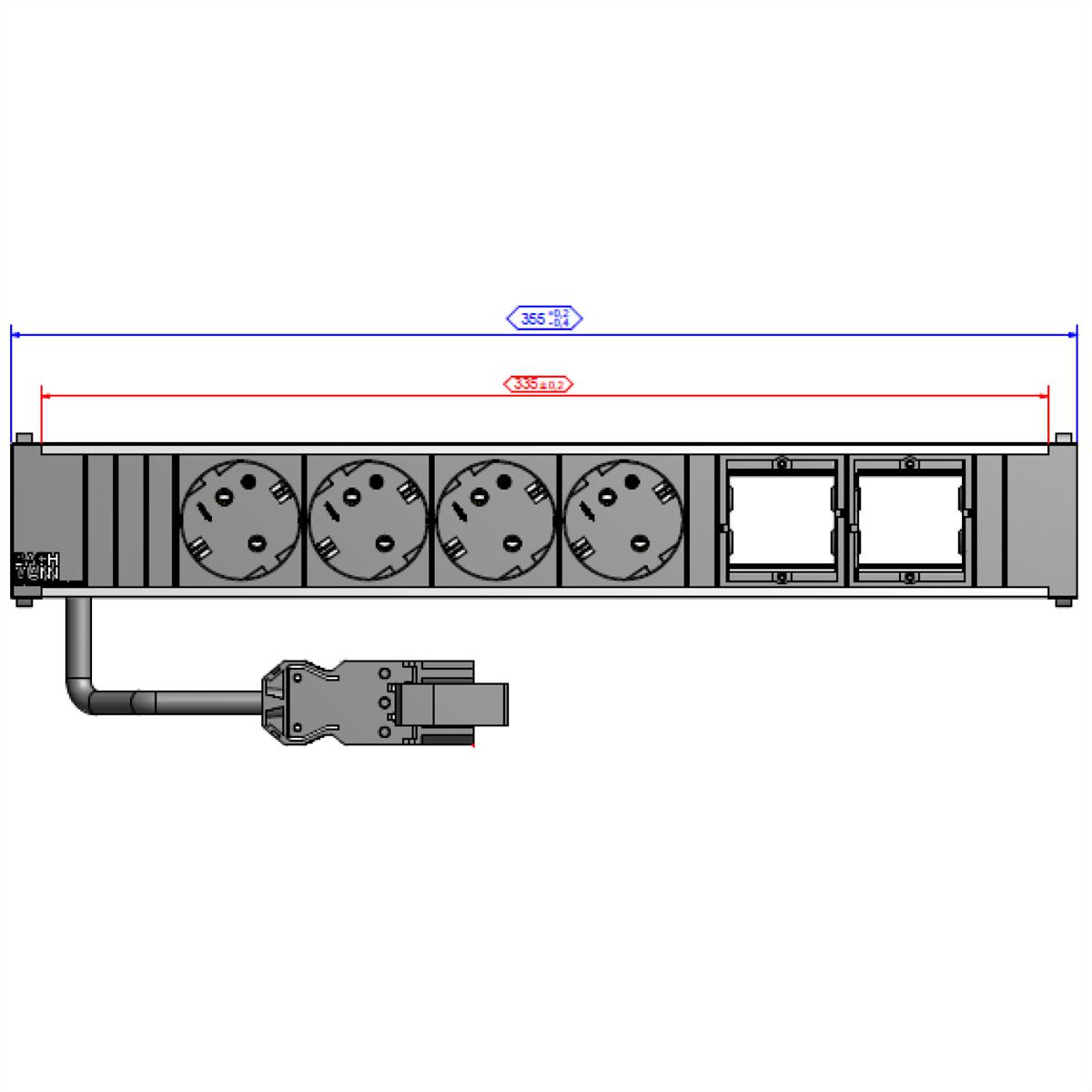 BACHMANN CONI Groot 4x geaard stopcontact 2x ABD