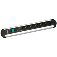 BACHMANN PRIMO stekkerdoos 6x geaard contact, overspanningsbeveiliging, aluminium, met schakelaar, 1,75 m