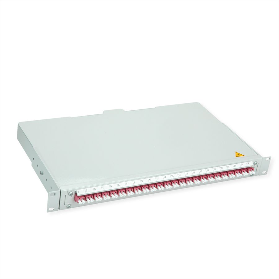 TELEGÄRTNER BASIS V LWL-Panel mit Kupplungen & Pigtails, 24x LC Duplex, violett, OM4