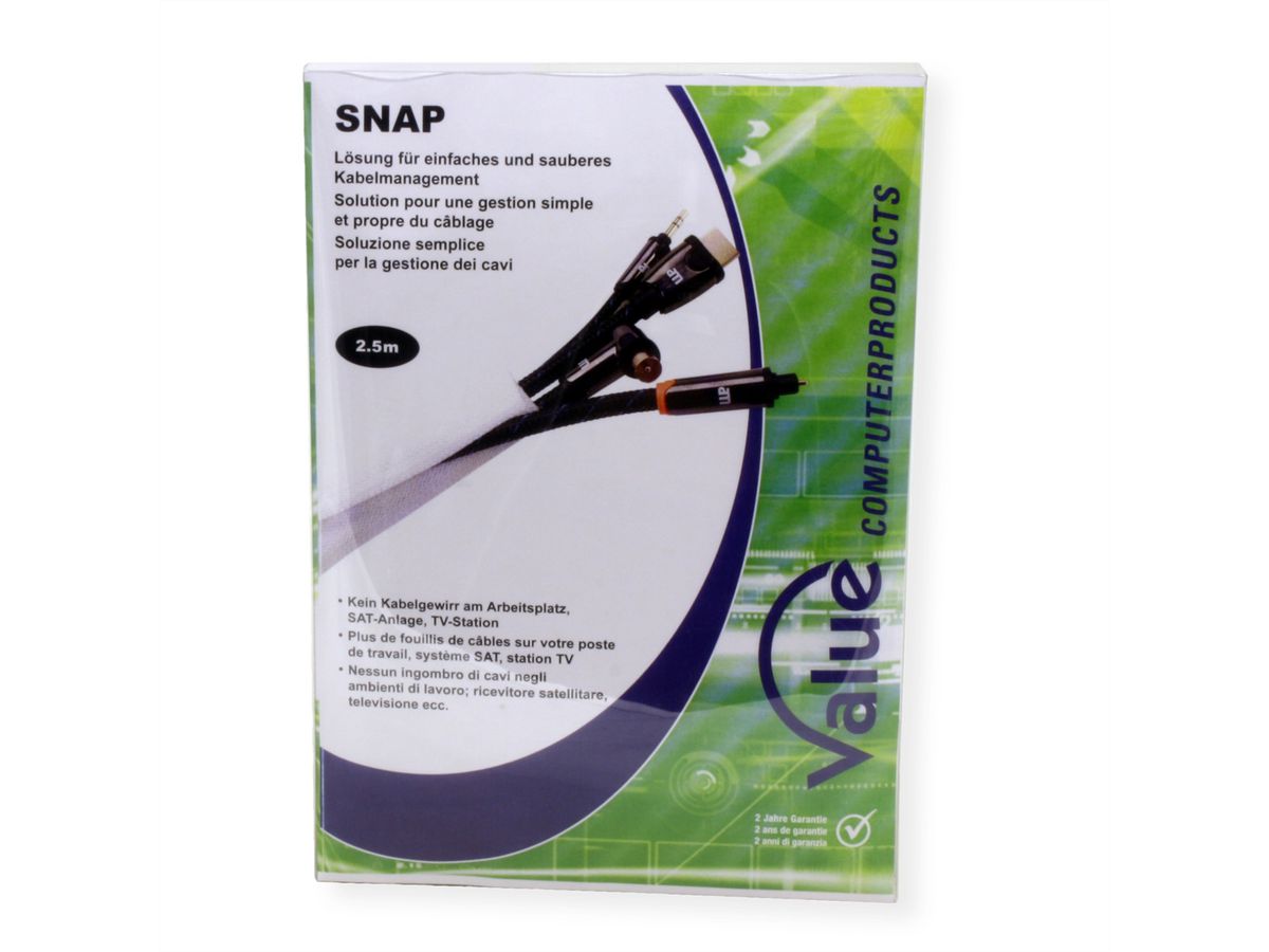 VALUE stoffen slang SNAP voor kabelbundeling, wit, 2,5 m