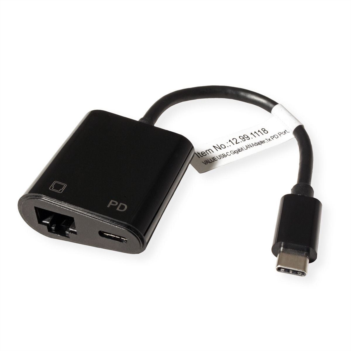 VALUE USB-C naar Gigabit Ethernet-converter, PD-poort