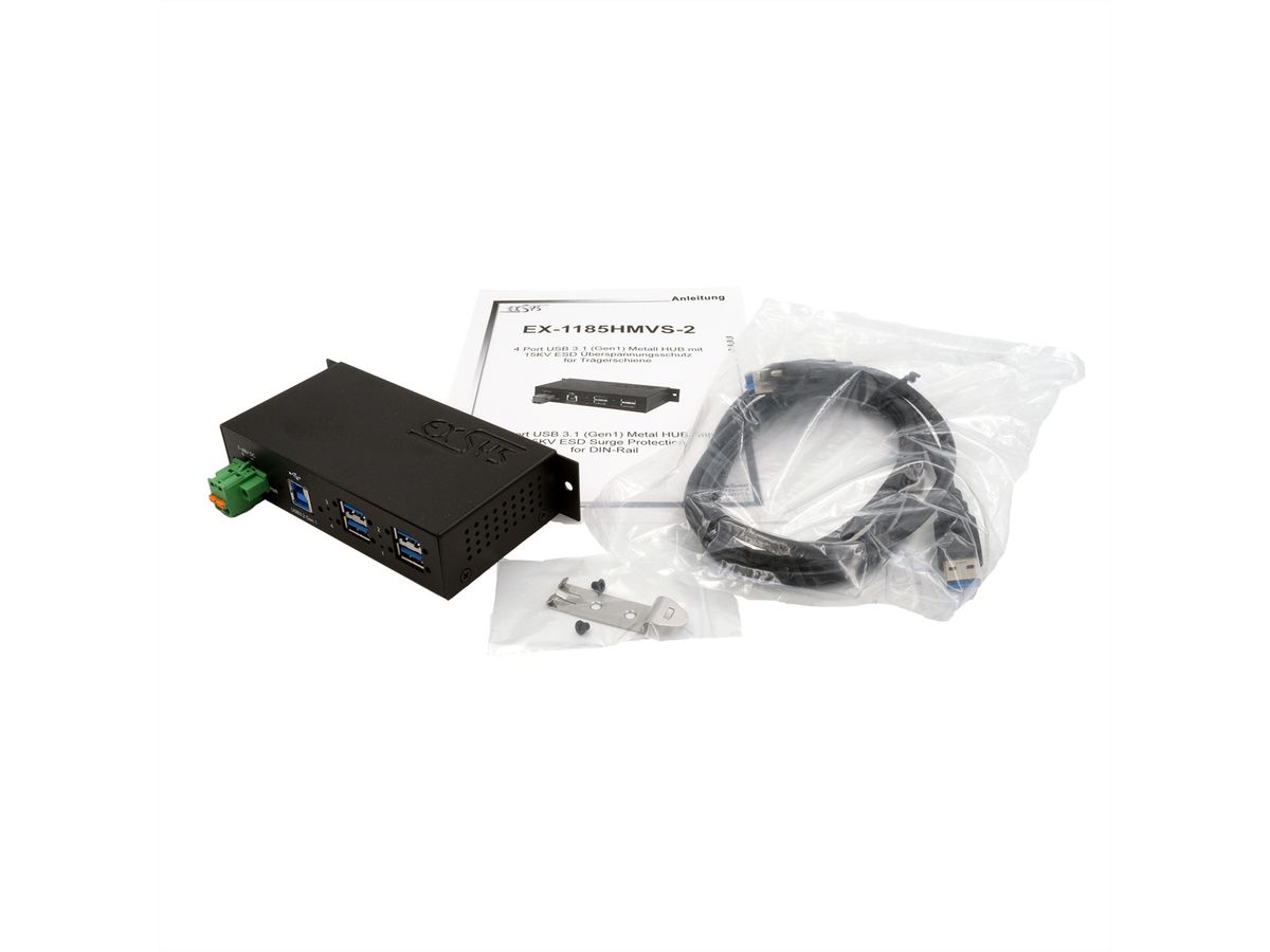EXSYS EX-1185HMVS-2 4-poorts metalen USB 3.2 Gen1 met 15KV ESD-overspanningsbeveiliging