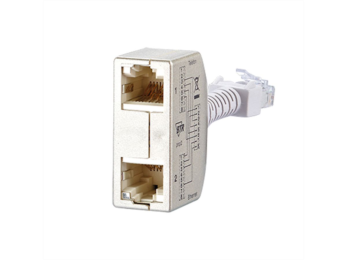 METZ CONNECT Cable Sharing Adapter pnp2, Telefoon/Ethernet, 2 St.