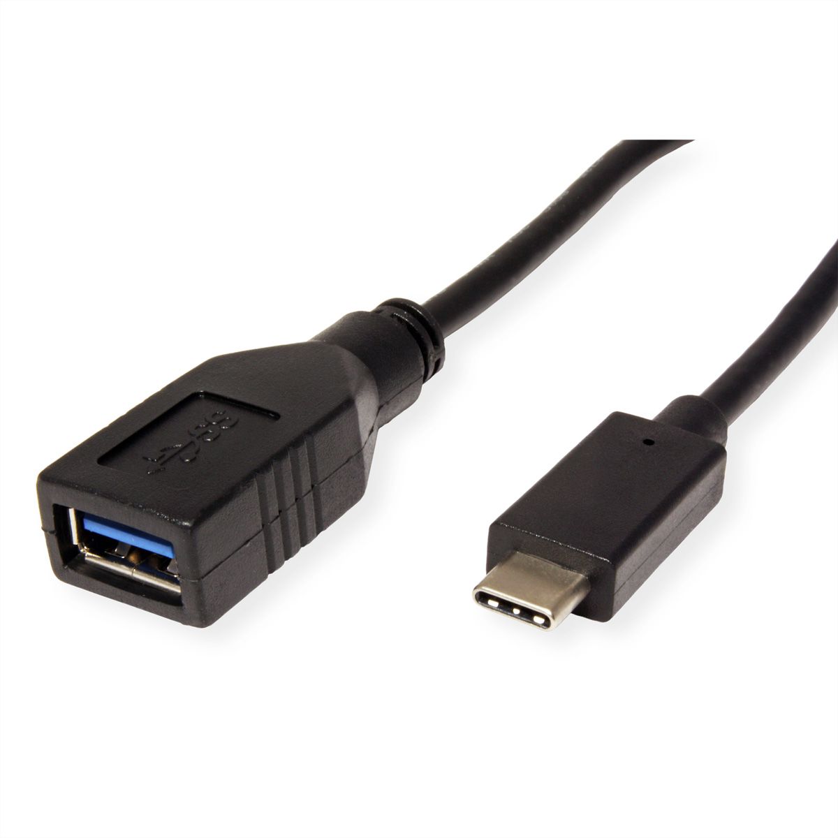 ROLINE USB 3.2 Gen 1 Type C kabel, C-A, M/F, OTG, zwart, zwart, 0,15 m