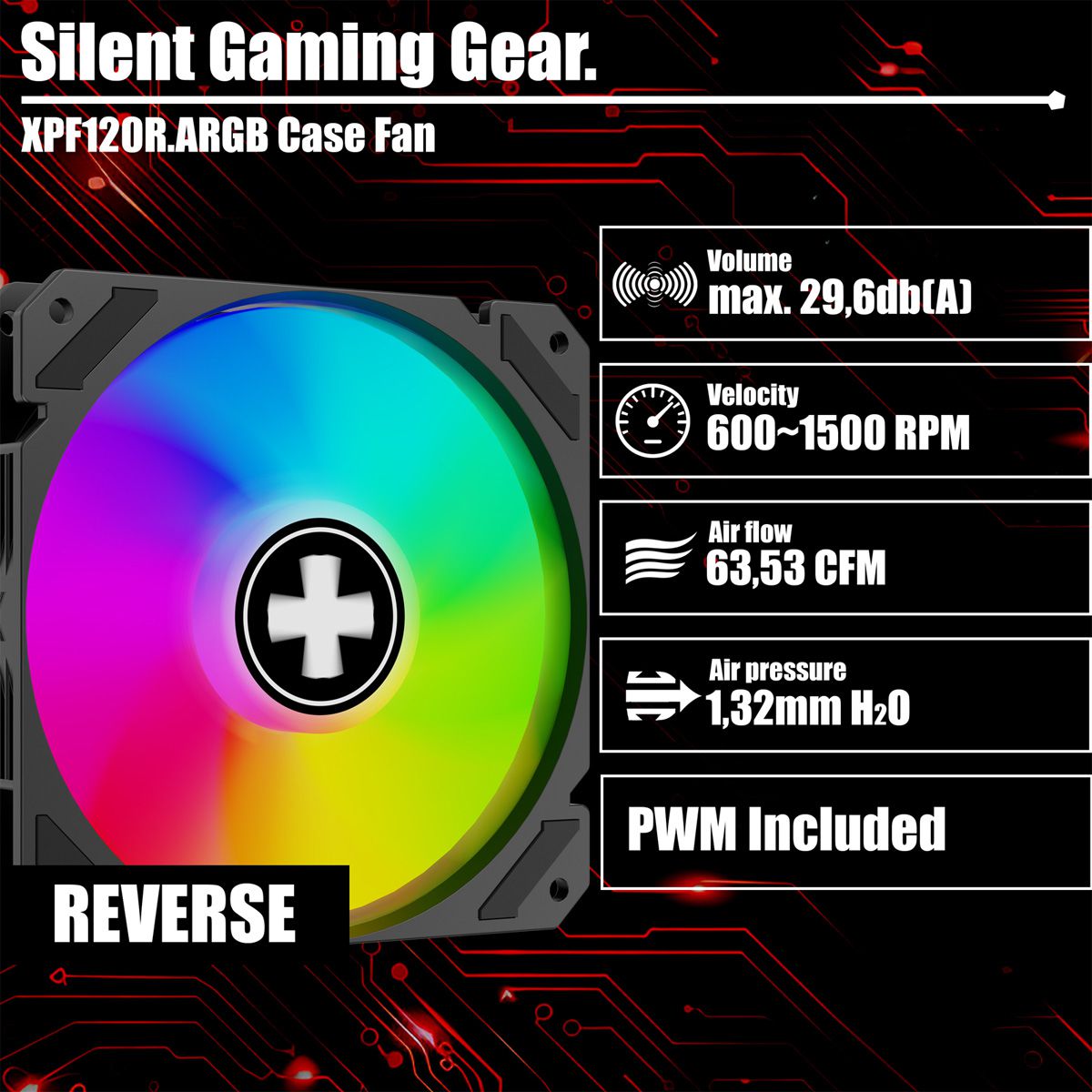 XILENCE Performance A+ REVERSE XF065, 120mm ARGB LED Lüfter schwarz