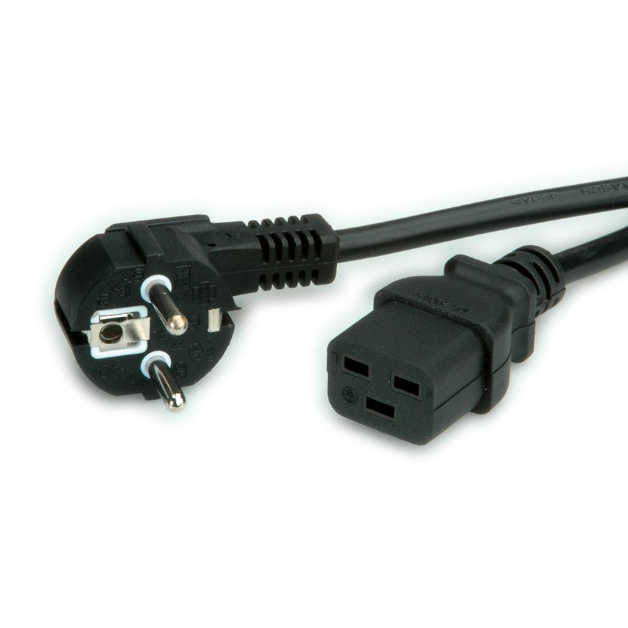 VALUE Power Cord 3P German Type, IEC320 - C19 16A, black, 2 m