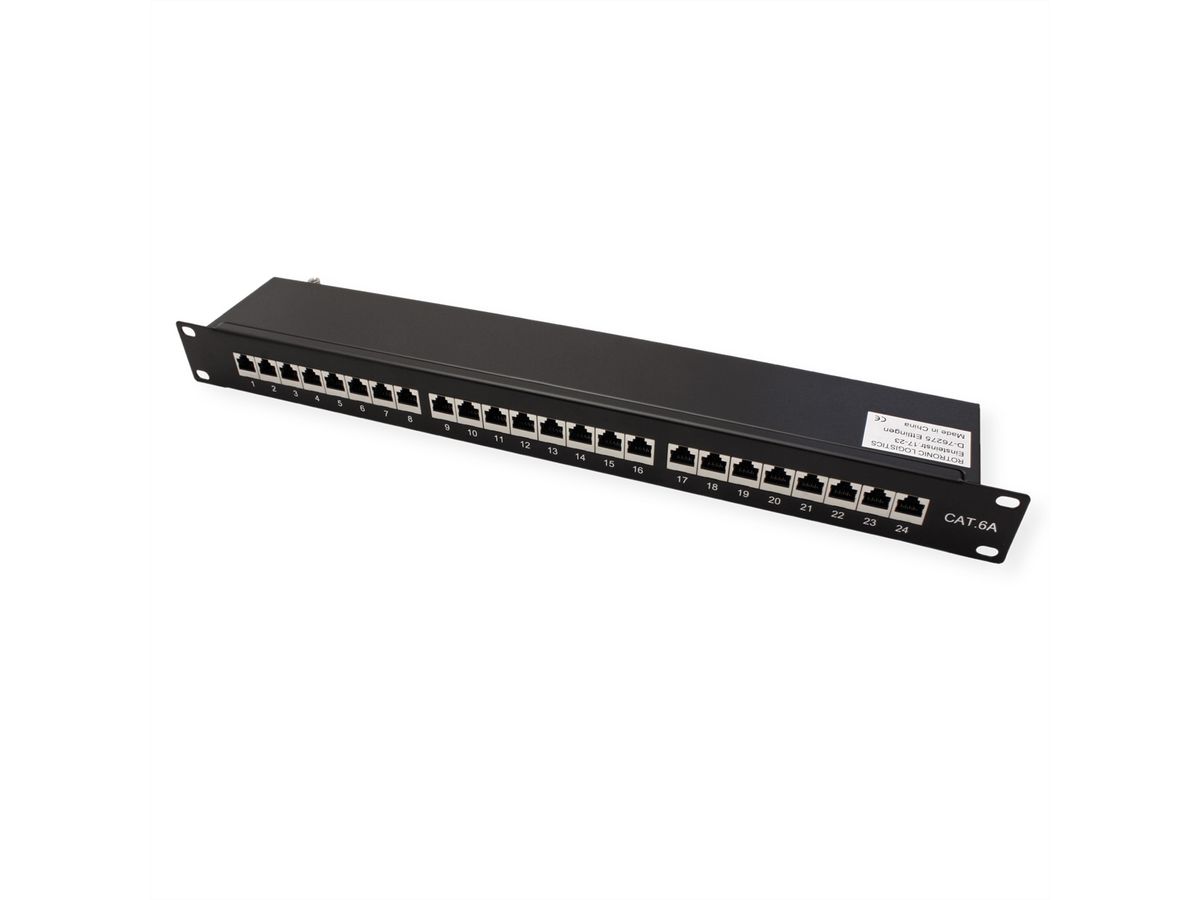 VALUE Cat.6A (Klasse EA) 19" patchpaneel, 24 P, afgeschermd, zwart