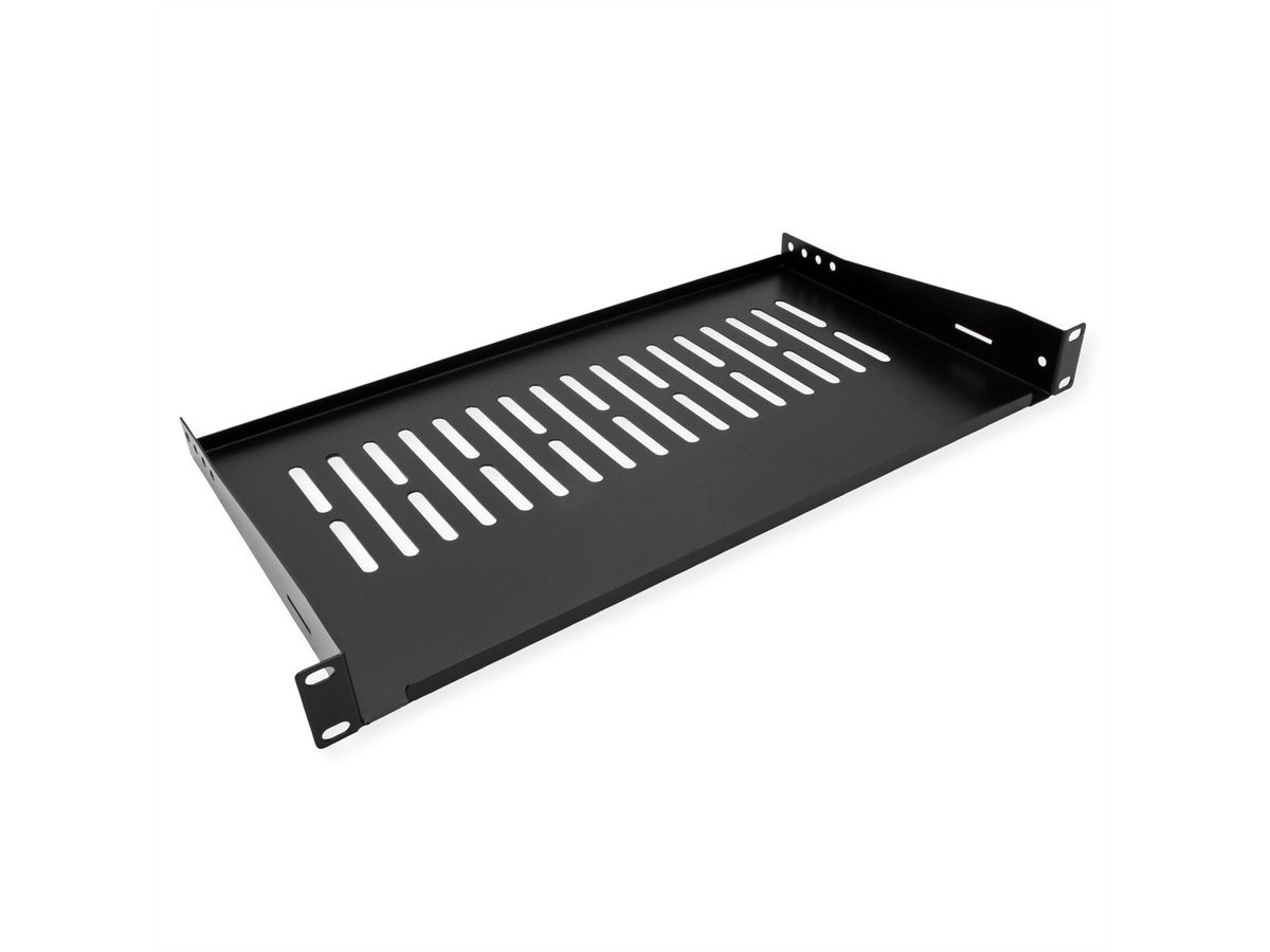 VALUE 19"-Fixed Shelf, 440 x 250mm, max. 10kg, 1U, U-Shape, black