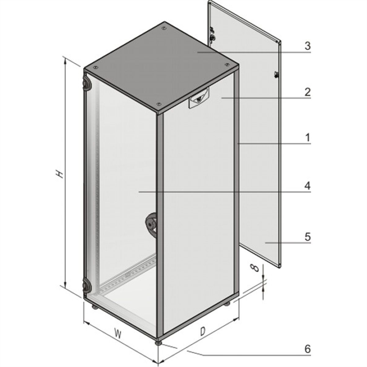 SCHROFF Novastar Cabinet With Glazed Door and Rear Panel, Slim-Line, RAL 7021, 589H 553W 600D
