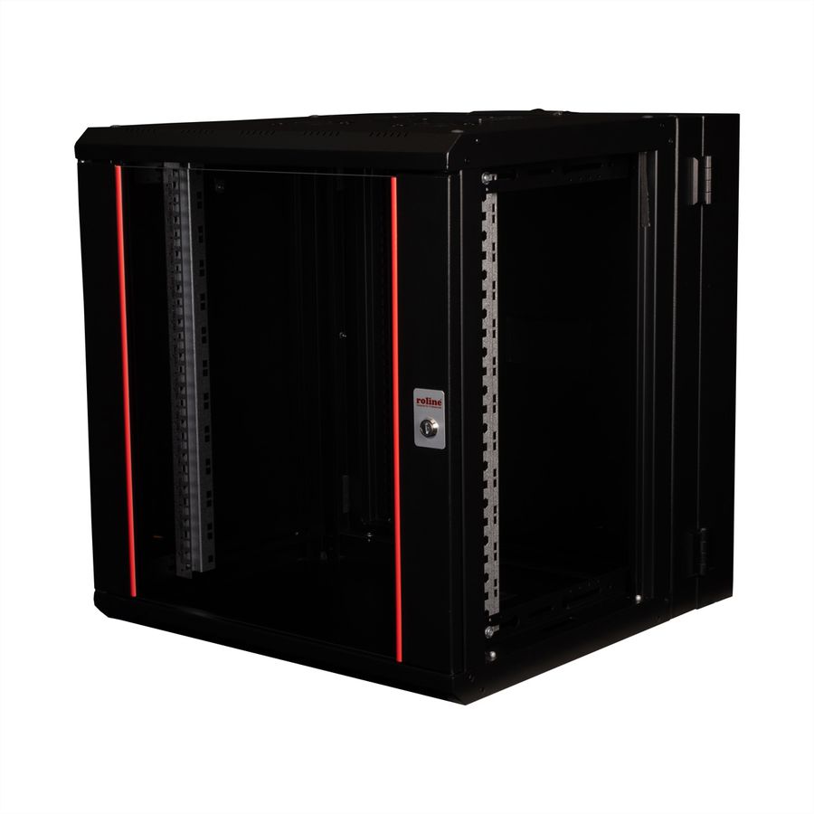 ROLINE 19-inch wall-mounted housing Pro 12 U, 600x600 WxD two-piece swivelling black