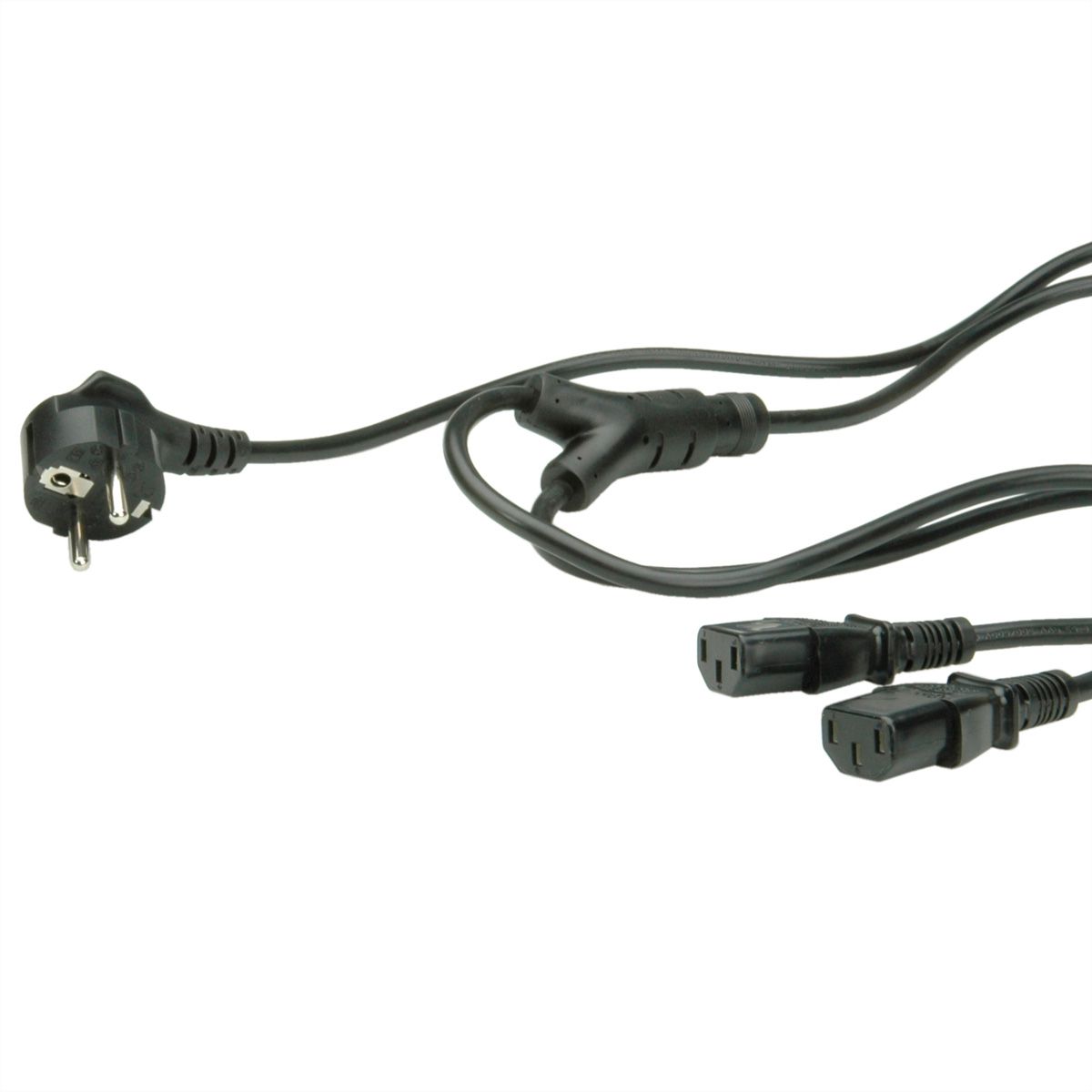 VALUE Y-Power Cable, 2x straight IEC Connector, black, 2 m