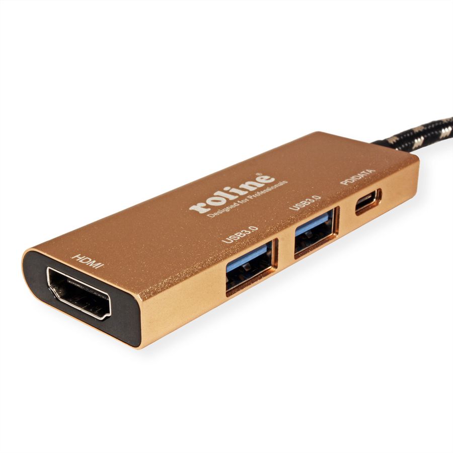 ROLINE GOLD USB-C dockingstation, HDMI 4K, 2x USB 3.2 Gen 1, 1x PD
